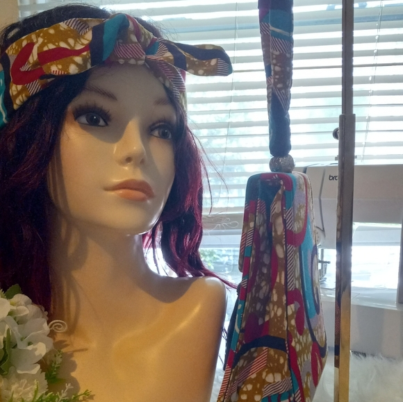 African best handmade bag with matching headband - Picture 3 of 5